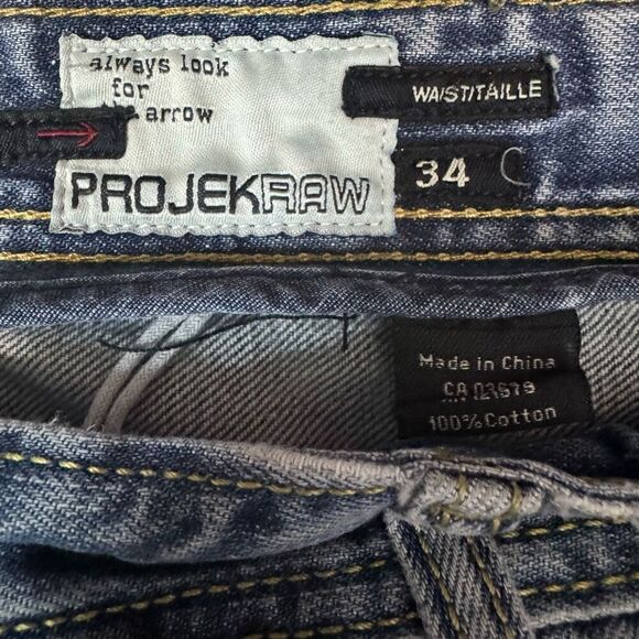 Projek Raw Men's 34 Distressed Straight Leg Jean Light Wash Denim 100% Cotton - Picture 5 of 10